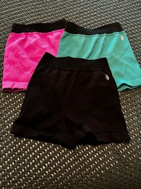 Free People Spandex Bike Shorts Trio - Black, Hot Pink & Teal